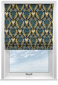 Acanthus, Navy - Twist&Fit Roman Blind